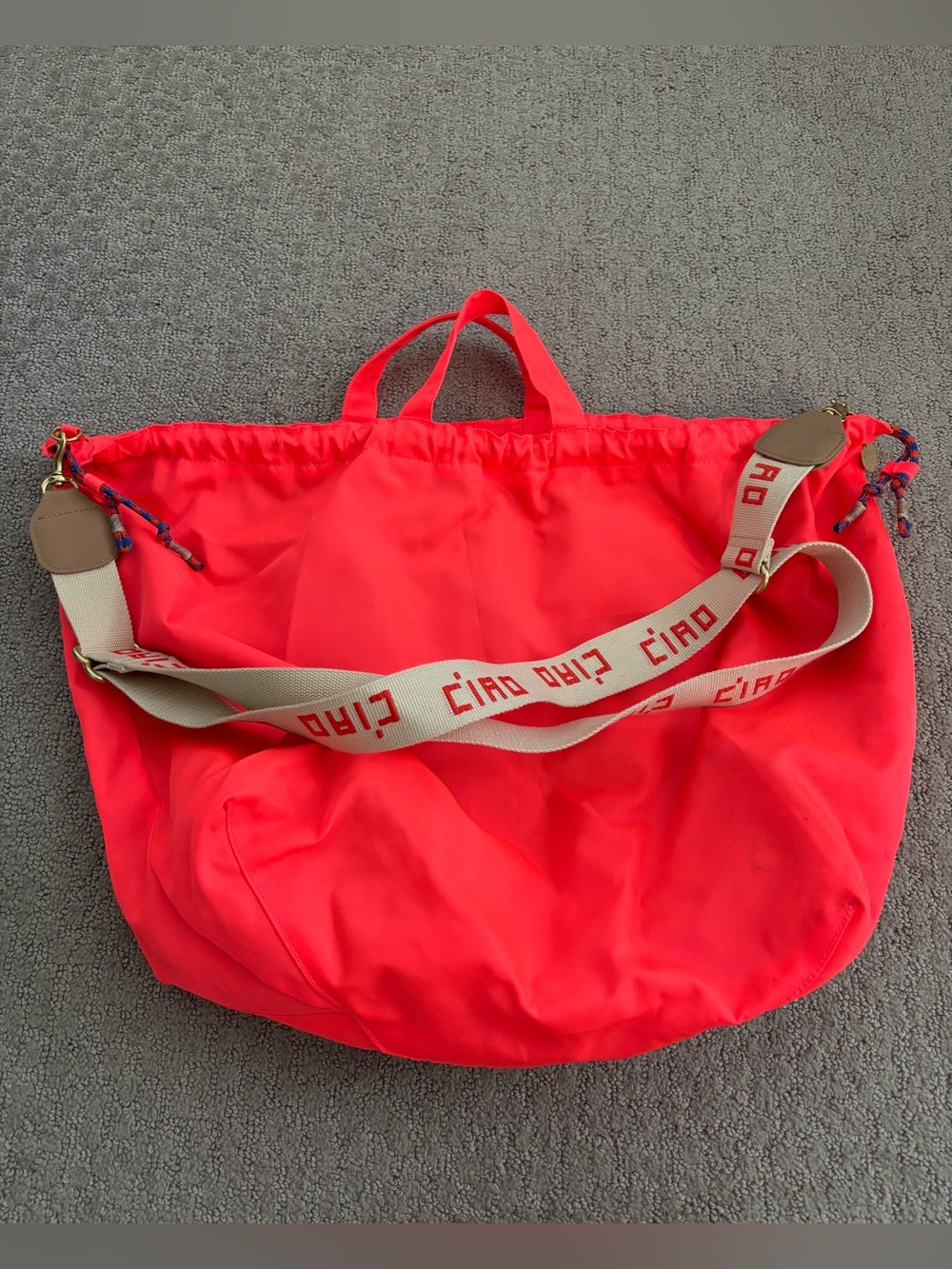 Clare V Sac Tout in Neon Coral Nylon